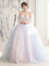【3点セット】vanityME.couture. バニティミークチュール オーロラグラデーション フラワーモチーフ リボン ショール・スリーブ付き プリンセス 姫 ロングドレス バースデードレス ブルーピンク vctr-l-gl3570