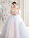【3点セット】vanityME.couture. バニティミークチュール オーロラグラデーション フラワーモチーフ リボン ショール・スリーブ付き プリンセス 姫 ロングドレス バースデードレス ブルーピンク vctr-l-gl3570