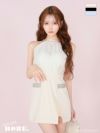 ROBE de FLEURS anier.ROBE ローブドフルール アニエルローブ Satin Bijou back open halter mini dress サテンビジューバックオープンホルターミニドレス fm-anier4051