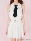 ROBE de FLEURS ローブドフルール リボンネクタイフレアミニキャバドレス fm3387