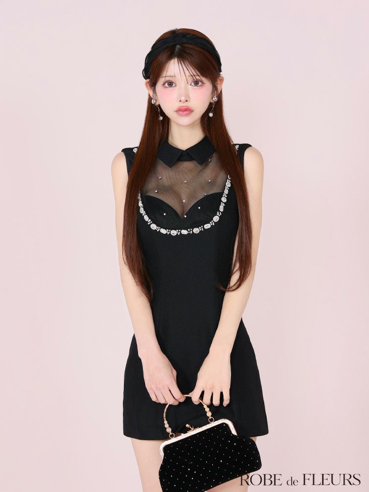 ROBE de FLEURS ローブドフルール ジューシアーチュールタイトミニキャバドレス fm3447