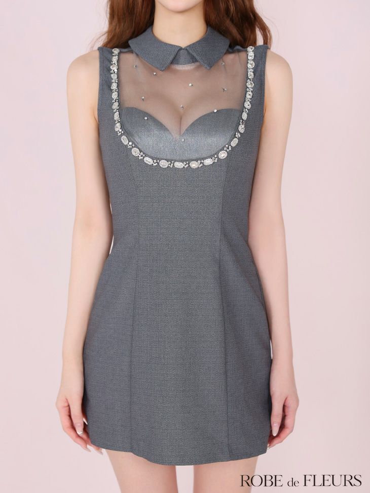 ROBE de FLEURS ローブドフルール ジューシアーチュールタイトミニキャバドレス fm3447