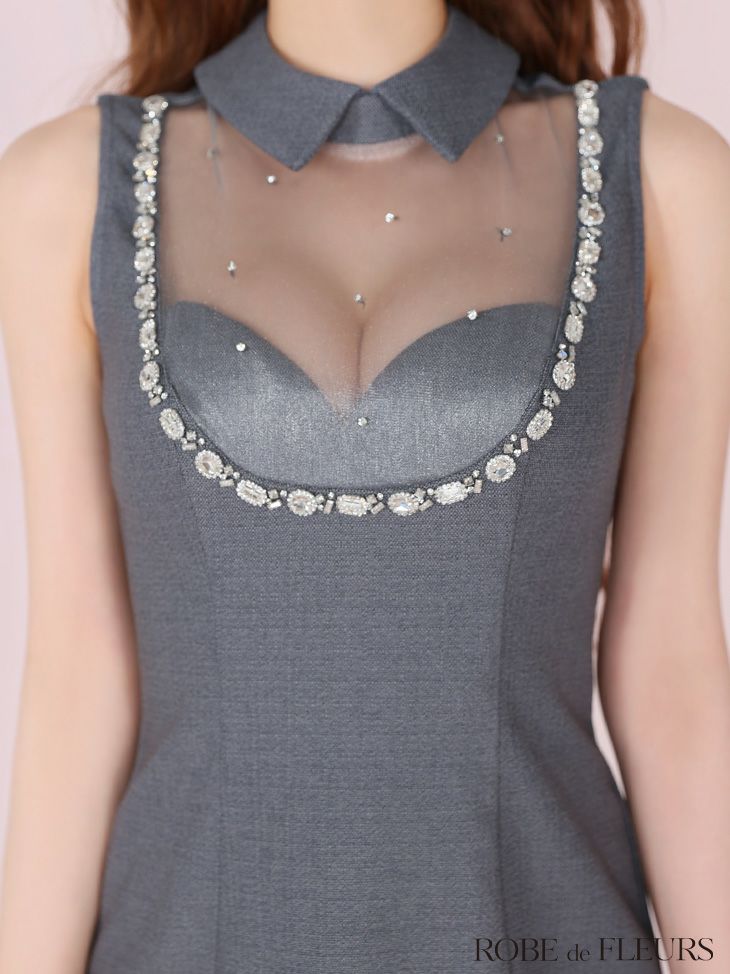 ROBE de FLEURS ローブドフルール ジューシアーチュールタイトミニキャバドレス fm3447