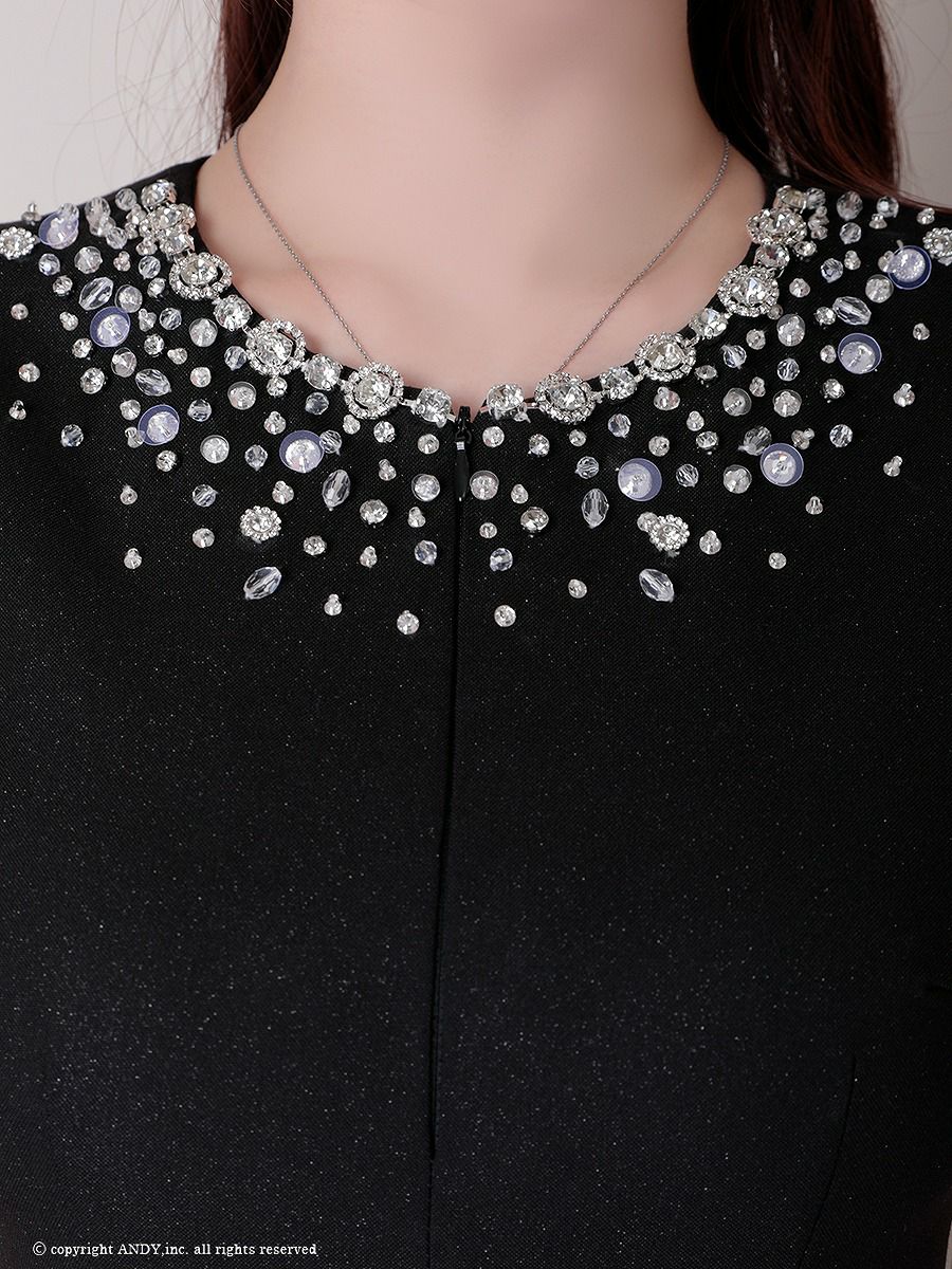 an アン ビジューカラー バックオープン プリーツスカート フレア ミニドレス ワンピース aoc-3874