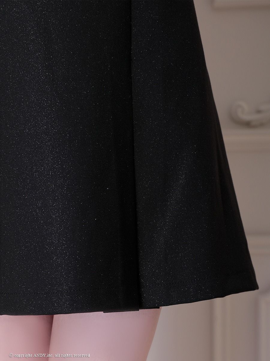 an アン ビジューカラー バックオープン プリーツスカート フレア ミニドレス ワンピース aoc-3874