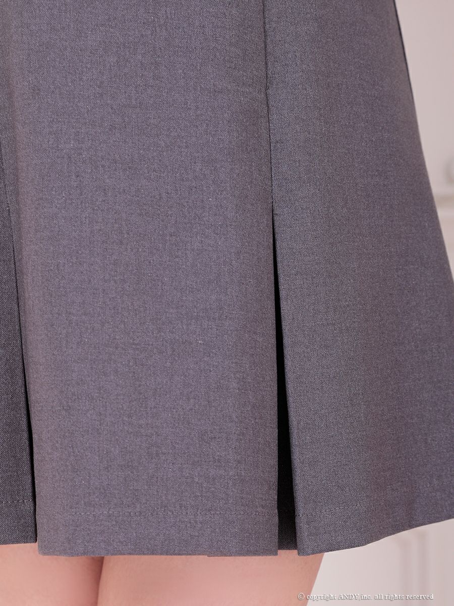 an アン ビジューカラー バックオープン プリーツスカート フレア ミニドレス ワンピース aoc-3874