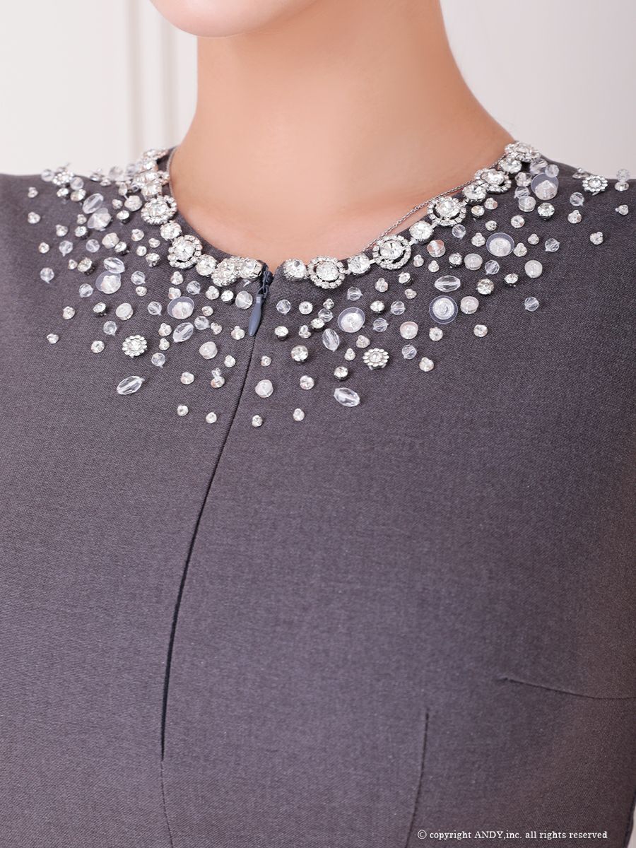 an アン ビジューカラー バックオープン プリーツスカート フレア ミニドレス ワンピース aoc-3874