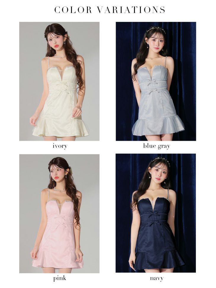 ROBE de FLEURS ローブドフルール ラメチュールサテンバストビジューミニキャバドレス fm3582