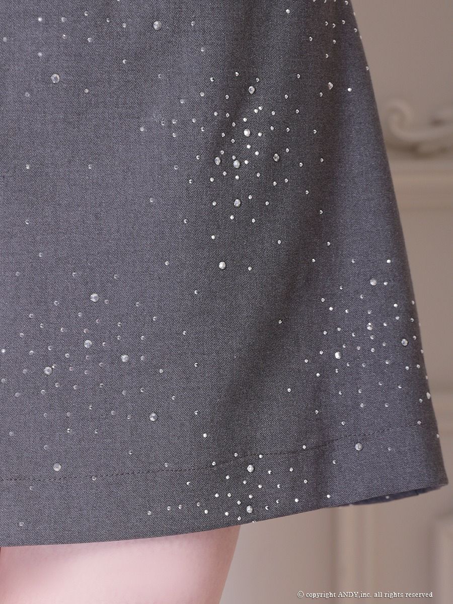 an アン レース襟 ビジューラメ生地 フロントジップ バックオープン セミタイト ミニドレス ワンピース aoc-3881