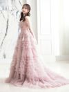 【2点セット】vanityME.couture. バニティミークチュール オフショル チュール ビジューライン ヌードベース リボンショール付き プリンセス 姫 ロングドレス バースデードレス ブラッシュピンク vctr-l-a1150-2
