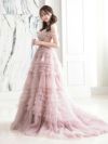 【2点セット】vanityME.couture. バニティミークチュール オフショル チュール ビジューライン ヌードベース リボンショール付き プリンセス 姫 ロングドレス バースデードレス ブラッシュピンク vctr-l-a1150-2