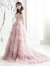 【2点セット】vanityME.couture. バニティミークチュール オフショル チュール ビジューライン ヌードベース リボンショール付き プリンセス 姫 ロングドレス バースデードレス ブラッシュピンク vctr-l-a1150-2