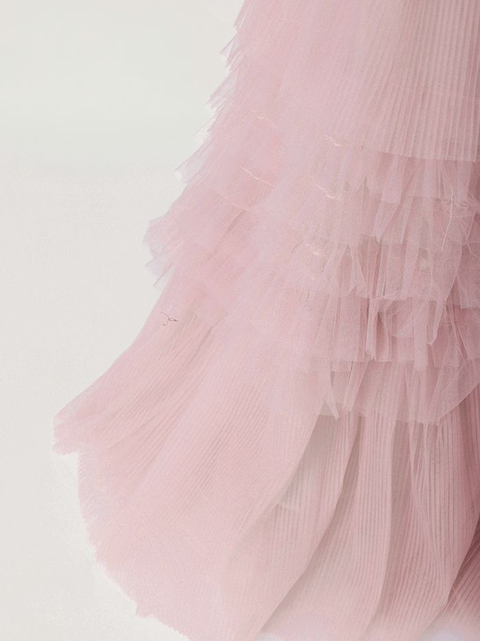 【2点セット】vanityME.couture. バニティミークチュール オフショル チュール ビジューライン ヌードベース リボンショール付き プリンセス 姫 ロングドレス バースデードレス ブラッシュピンク vctr-l-a1150-2