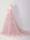 【2点セット】vanityME.couture. バニティミークチュール オフショル チュール ビジューライン ヌードベース リボンショール付き プリンセス 姫 ロングドレス バースデードレス ブラッシュピンク vctr-l-a1150-2