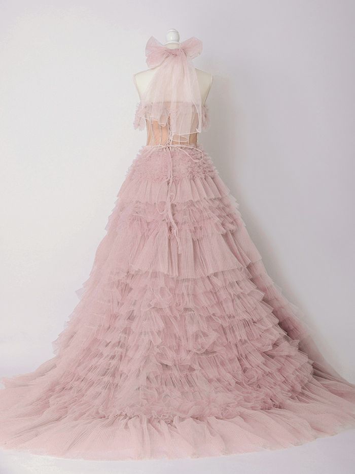 【2点セット】vanityME.couture. バニティミークチュール オフショル チュール ビジューライン ヌードベース リボンショール付き プリンセス 姫 ロングドレス バースデードレス ブラッシュピンク vctr-l-a1150-2