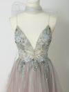 【2点セット】vanityME.couture. バニティミークチュール クリスタルビジュー フラワーモチーフ ショール付き ピンクグラデーション ラメチュール プリンセス 姫 ロングドレス バースデードレス スモーキーブルー vctr-l-a0850