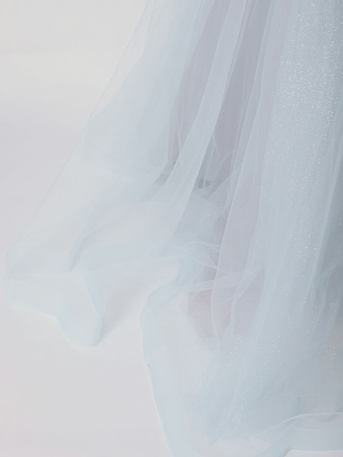 vanityME.couture. バニティミークチュール パフスリーブ フラワー×バタフライモチーフ スパンコール刺繍 プリンセス 姫 ロングドレス バースデードレス パリブルー vctr-l-a1108