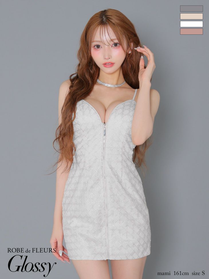 Glossy ローブドフルールグロッシー バックカットセンタージップミニキャバドレス gl3917