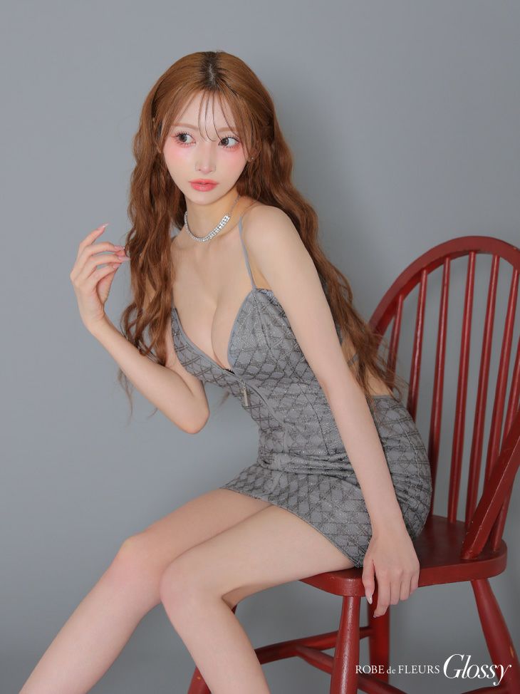 Glossy ローブドフルールグロッシー バックカットセンタージップミニキャバドレス gl3917