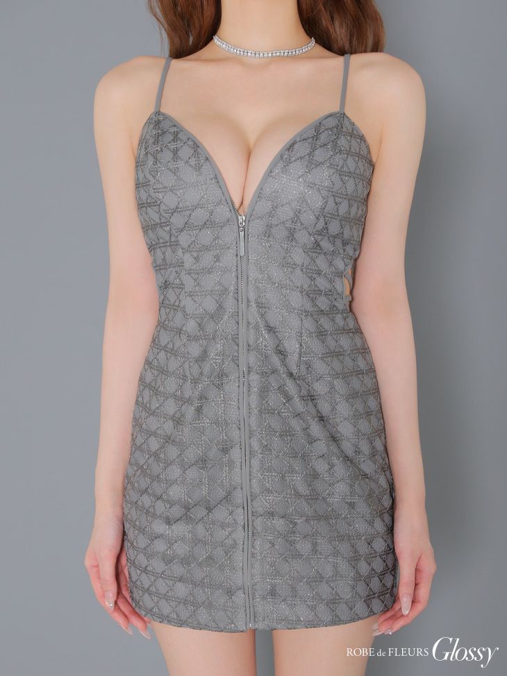 Glossy ローブドフルールグロッシー バックカットセンタージップミニキャバドレス gl3917