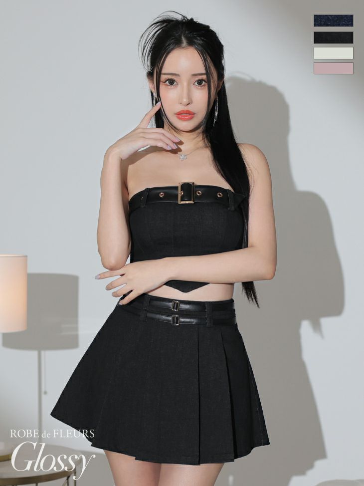 Glossy ローブドフルールグロッシー ハンサムダブルベルトセットアップミニキャバドレス gl3331