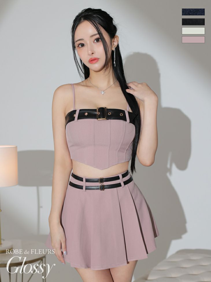 Glossy ローブドフルールグロッシー ハンサムダブルベルトセットアップミニキャバドレス gl3331