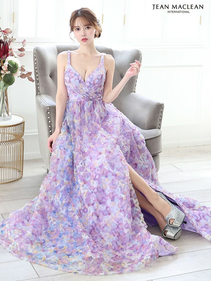 JEAN MACLEAN ジャンマクレーン マルチカラー花柄/3Dグラデーションレース/姫/ロングドレス ja51862