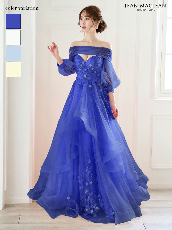 JEAN MACLEAN ジャンマクレーン 立体フラワーモチーフ/オフショル/スリーブ付き/3way/姫/ロングドレス ja51866