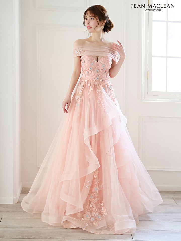 JEAN MACLEAN ジャンマクレーン 立体フラワーモチーフ/オフショル/スリーブ付き/3way/姫/ロングドレス ja51866