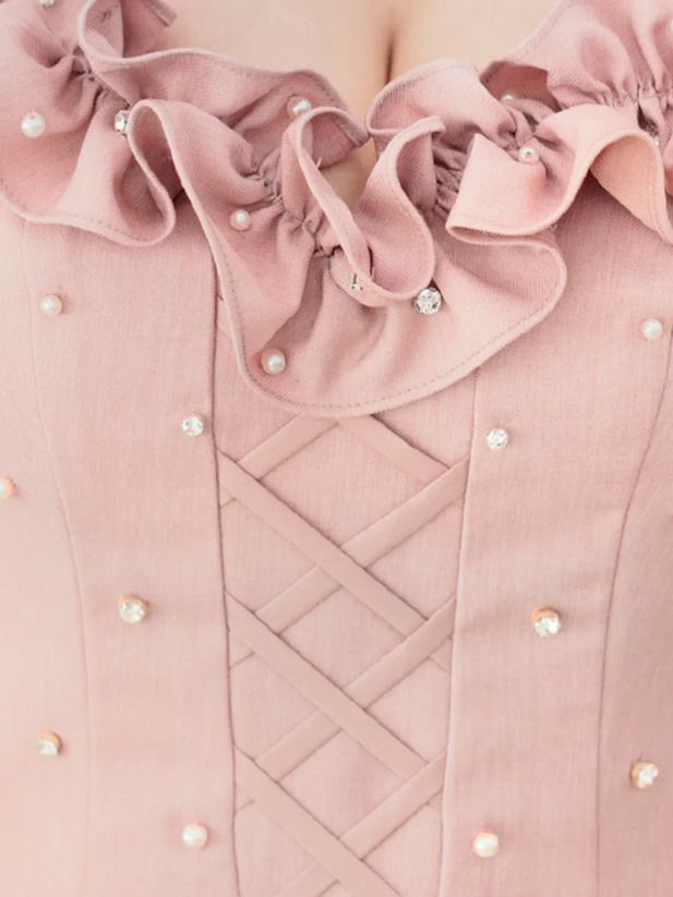 AngelR エンジェルアール フリルデザインレースアップビジューフレアミニドレス ar25214-ks