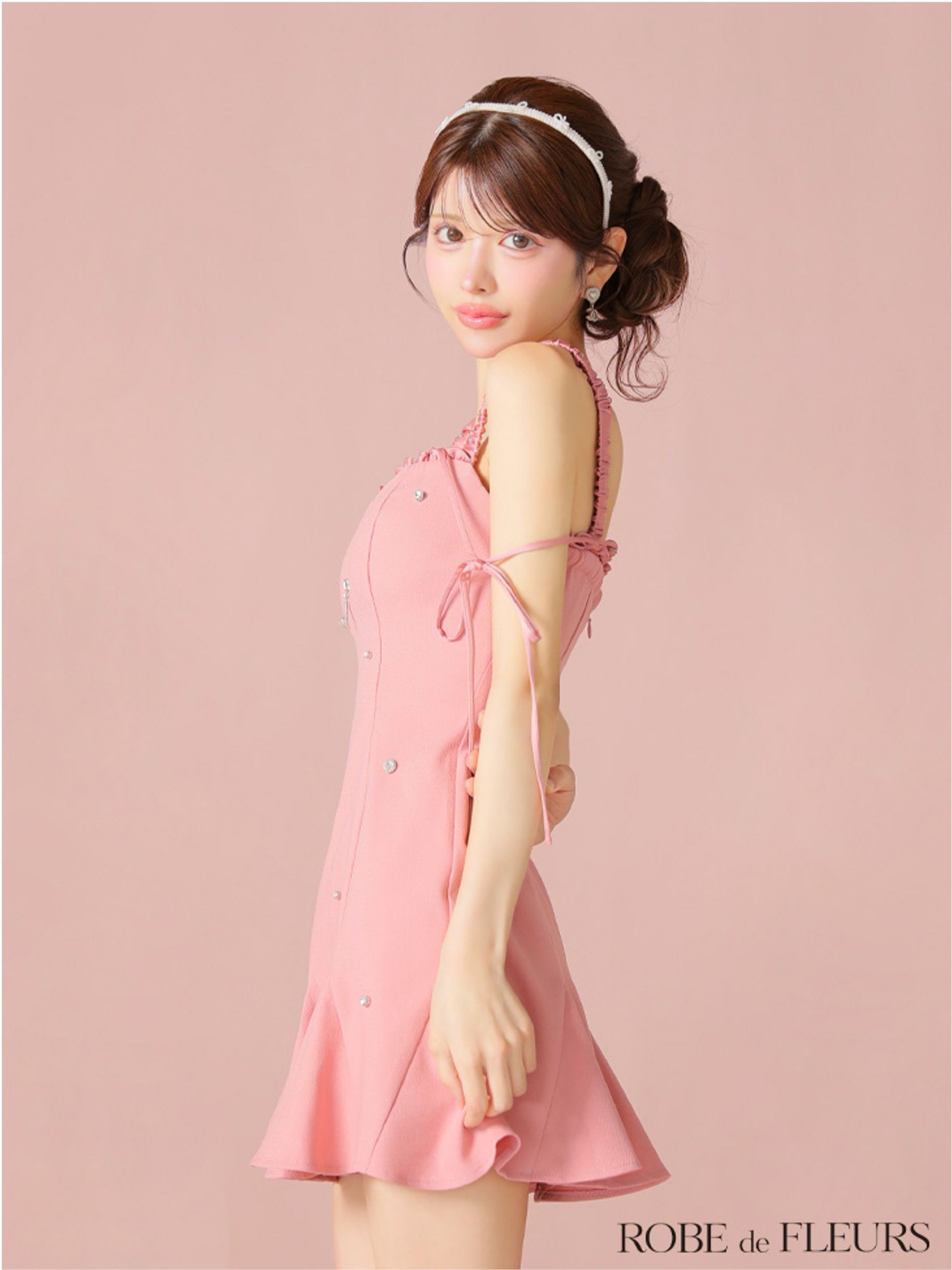 ROBE de FLEURS ローブドフルール ビジューセミフレアミニキャバドレス fm4102-c