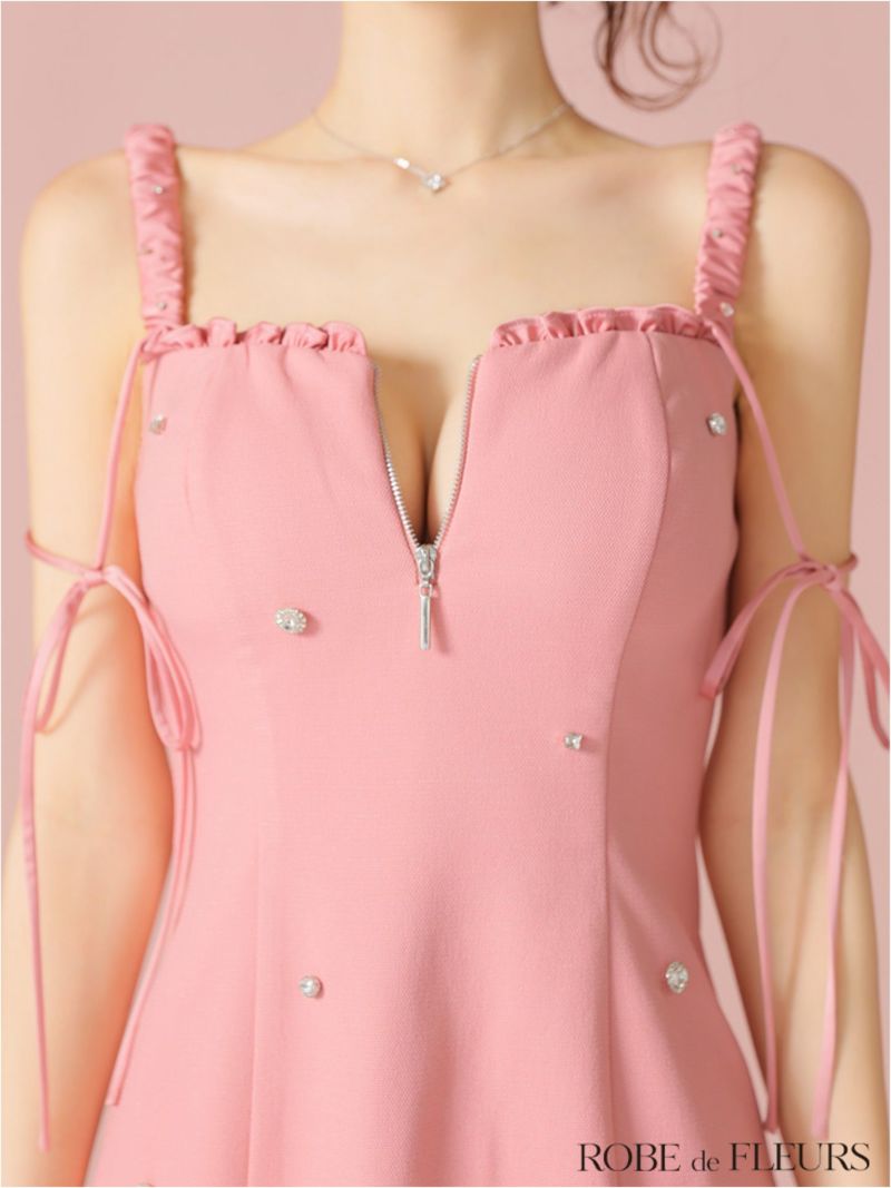 ROBE de FLEURS ローブドフルール ビジューセミフレアミニキャバドレス fm4102-c