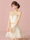 ROBE de FLEURS ローブドフルール ビジューホルターシフォンフレアミニキャバドレス fm4103-c
