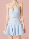 ROBE de FLEURS ローブドフルール ビジューホルターシフォンフレアミニキャバドレス fm4103-c