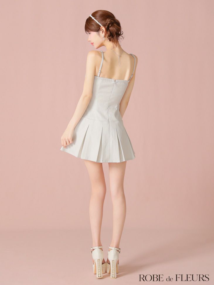 ROBE de FLEURS ローブドフルール ラメツイルベルトプリーツミニキャバドレス fm4104-c