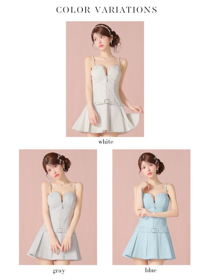ROBE de FLEURS ローブドフルール ラメツイルベルトプリーツミニキャバドレス fm4104-c