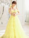 【2点セット】vanityME.couture. バニティミークチュール オフショル チュール ビジューライン ヌードベース リボンショール付き プリンセス 姫 ロングドレス バースデードレス イエロー vctr-l-a1150-3