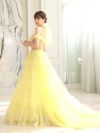 【2点セット】vanityME.couture. バニティミークチュール オフショル チュール ビジューライン ヌードベース リボンショール付き プリンセス 姫 ロングドレス バースデードレス イエロー vctr-l-a1150-3