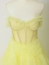【2点セット】vanityME.couture. バニティミークチュール オフショル チュール ビジューライン ヌードベース リボンショール付き プリンセス 姫 ロングドレス バースデードレス イエロー vctr-l-a1150-3