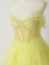【2点セット】vanityME.couture. バニティミークチュール オフショル チュール ビジューライン ヌードベース リボンショール付き プリンセス 姫 ロングドレス バースデードレス イエロー vctr-l-a1150-3