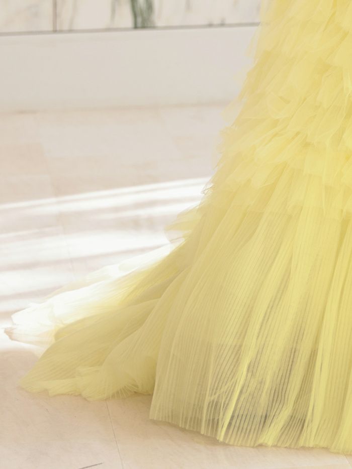 【2点セット】vanityME.couture. バニティミークチュール オフショル チュール ビジューライン ヌードベース リボンショール付き プリンセス 姫 ロングドレス バースデードレス イエロー vctr-l-a1150-3