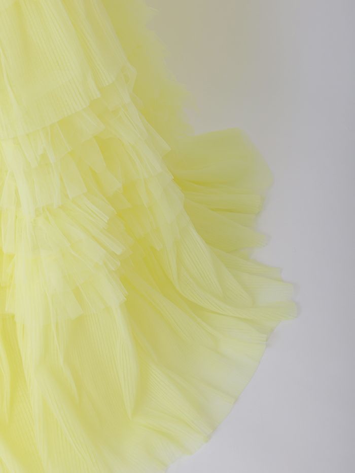 【2点セット】vanityME.couture. バニティミークチュール オフショル チュール ビジューライン ヌードベース リボンショール付き プリンセス 姫 ロングドレス バースデードレス イエロー vctr-l-a1150-3