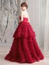 vanityME.couture. バニティミークチュール リボンモチーフ サテン 2段ボリュームフリル プリンセス 姫 ロングドレス バースデードレス レッド vctr-t-25011-2