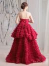 vanityME.couture. バニティミークチュール リボンモチーフ サテン 2段ボリュームフリル プリンセス 姫 ロングドレス バースデードレス レッド vctr-t-25011-2