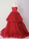 vanityME.couture. バニティミークチュール リボンモチーフ サテン 2段ボリュームフリル プリンセス 姫 ロングドレス バースデードレス レッド vctr-t-25011-2