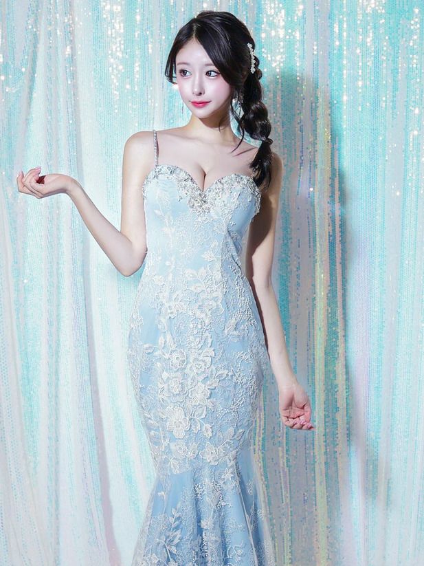 AngelR エンジェルアール レースベアトップパールマーメイドタイトロングドレス ar25321-ks