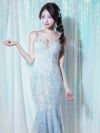AngelR エンジェルアール レースベアトップパールマーメイドタイトロングドレス ar25321-ks