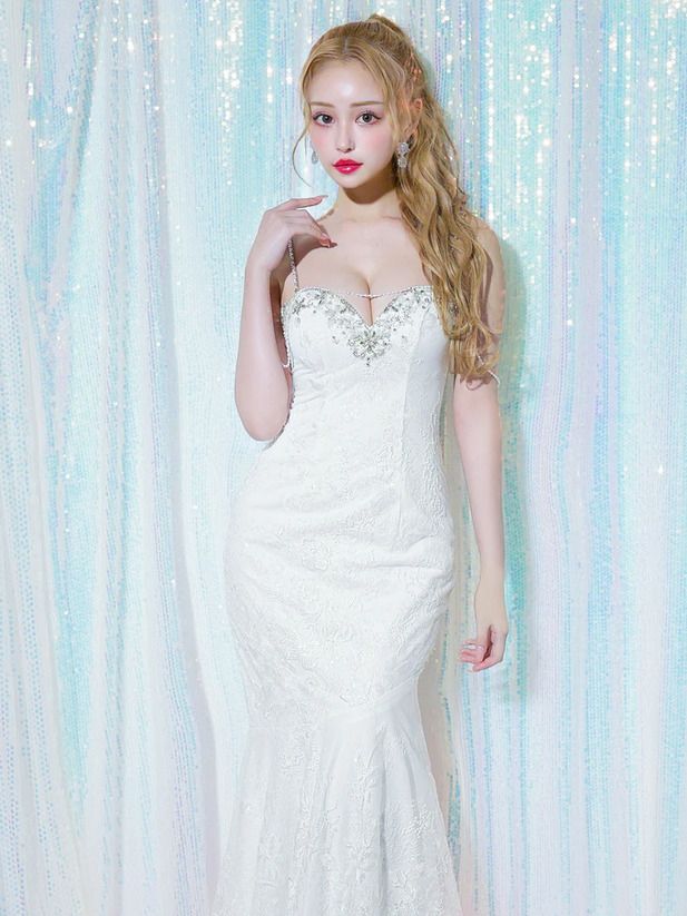 AngelR エンジェルアール レースベアトップパールマーメイドタイトロングドレス ar25321-ks