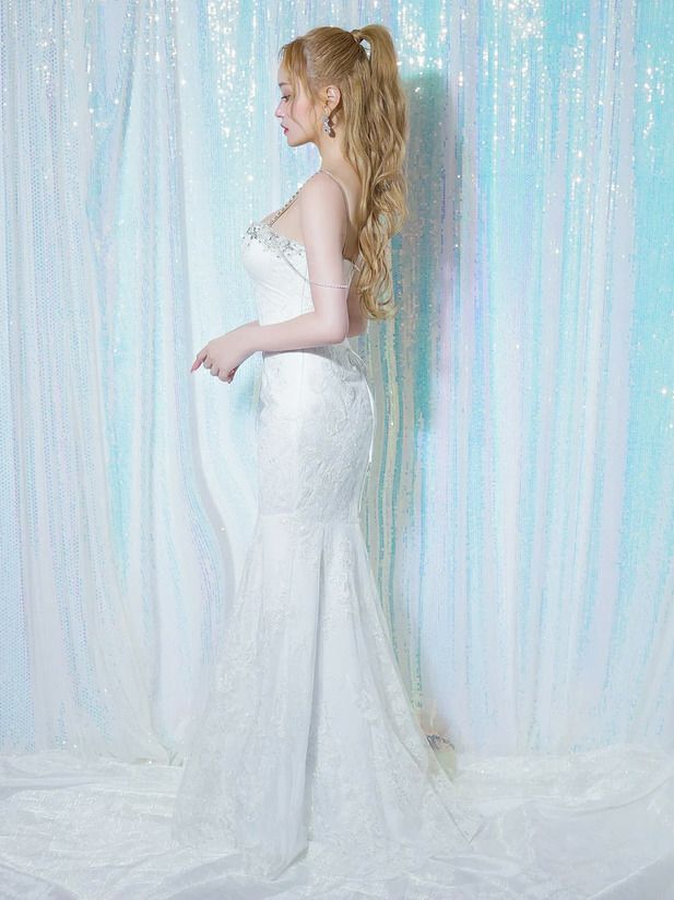 AngelR エンジェルアール レースベアトップパールマーメイドタイトロングドレス ar25321-ks