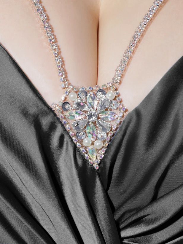 AngelR エンジェルアール サテンホルターネックビジュータイトミニドレス ar25221